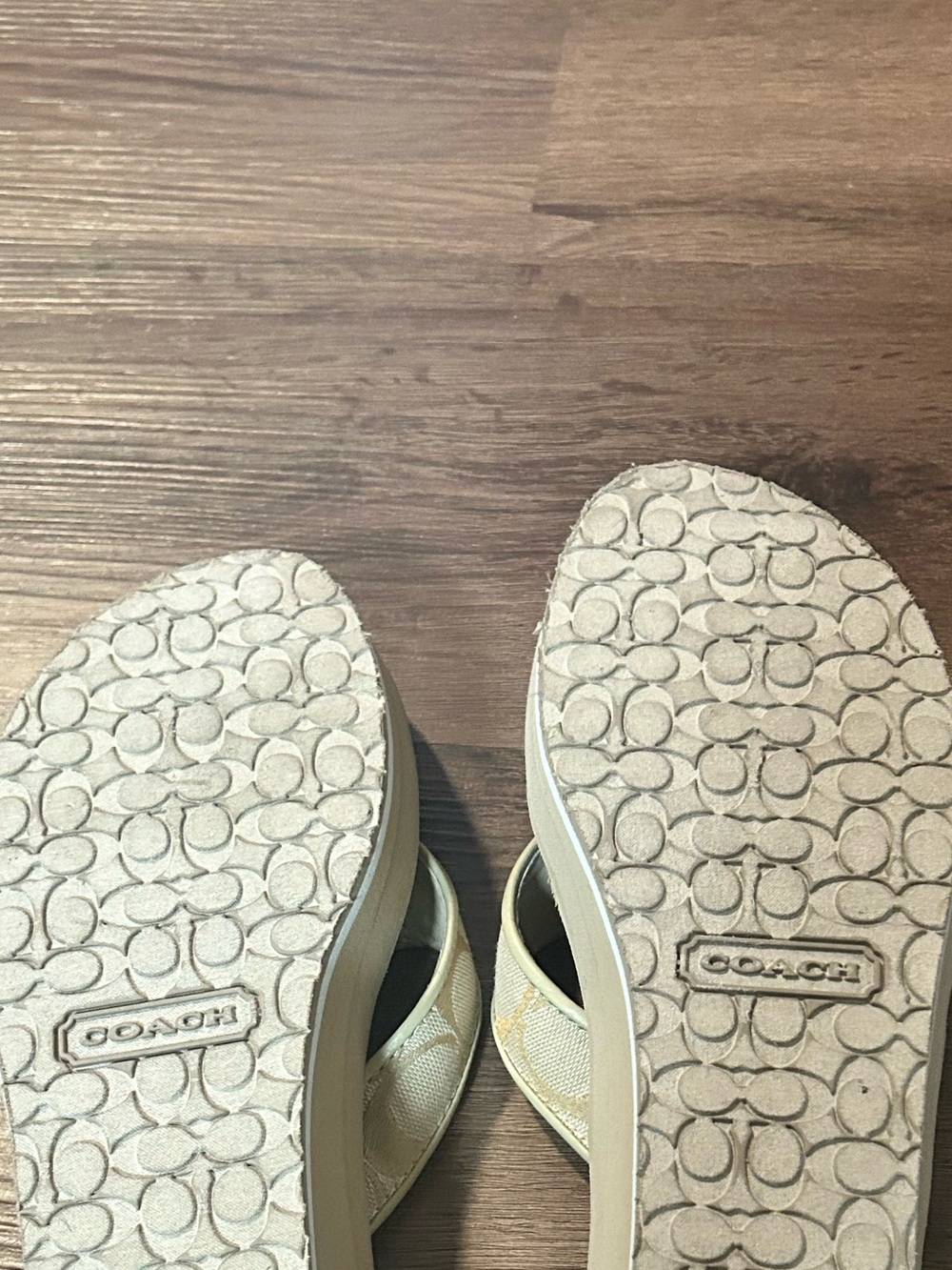 Coach Beige Signature Thong Sandals - Picture 9 of 9
